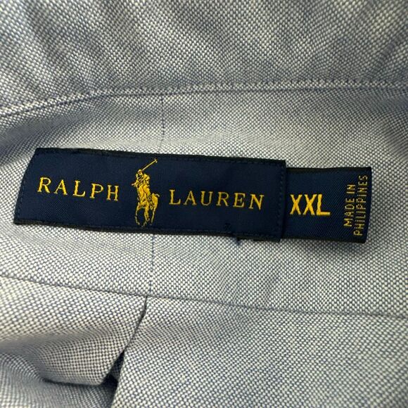 Polo Ralph Lauren Shirt Men XXL Blue Flesh Color Pony Button Down Long Sleeve - Picture 4 of 5